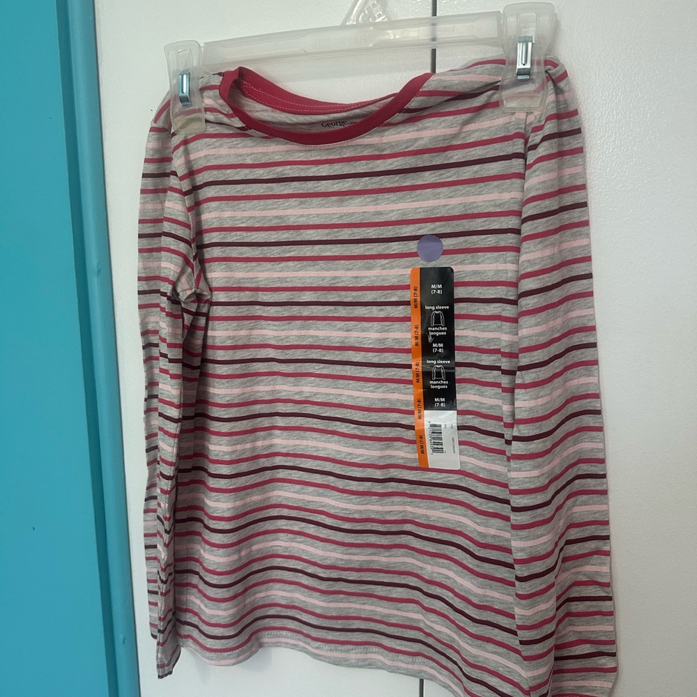 George Kids' Red and Gray Striped Long Sleeve T-Shirt